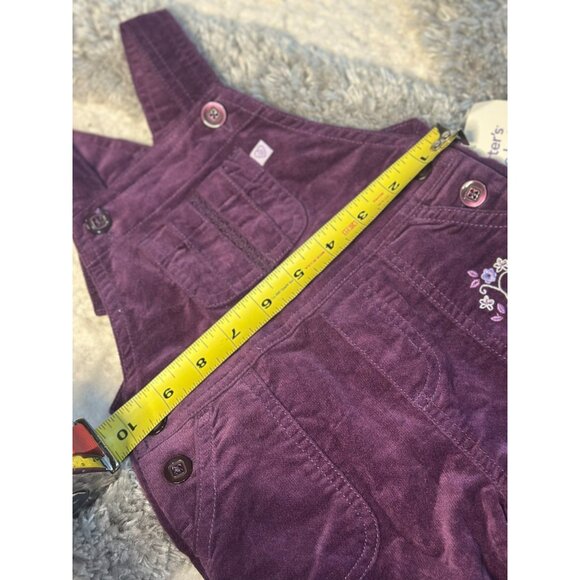 VTG Carter's 9M Purple Corduroy Overalls | Embroidered Floral Baby Jumpsuit - Picture 6 of 8